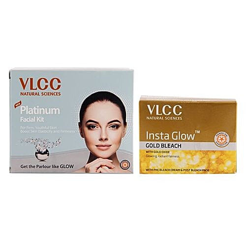 Buy VLCC Platinum Facial Kit & Insta Glow Bleach Combo Online at Best