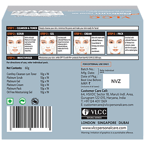 Vlcc Platinum Facial Kit, 60 g  
