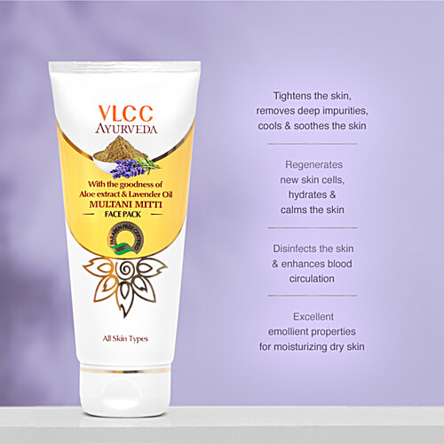 VLCC Ayurveda Multani Mitti Face Pack Clay Mask For Hydration & Dark Spots, 100 g  Paraben Free Certified