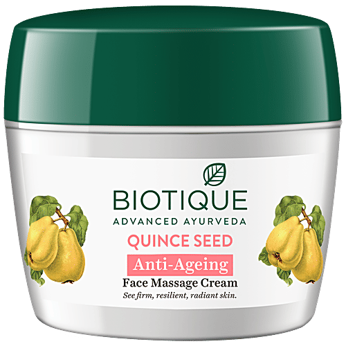 BIOTIQUE Anti-Ageing Face Massage Cream - Quince Seed, See Firm, Resilient, Radiant Skin, 175 g  100% Botanical Extracts