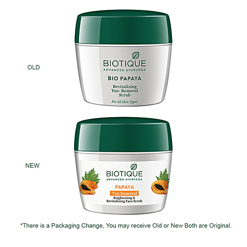 BIOTIQUE Brightening & Revitalizing Face Scrub - Papaya, Tan Removal, All Skin Type, 235 g 100% Botanical Extracts