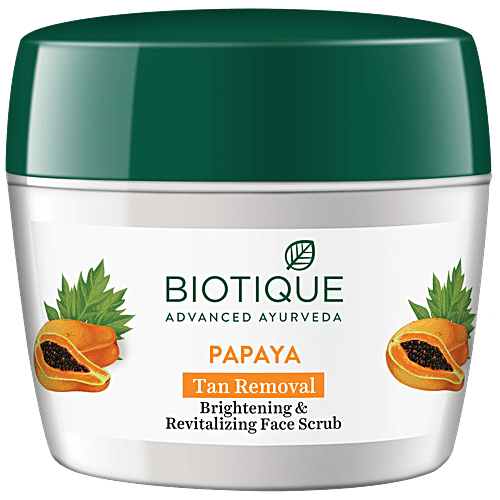 BIOTIQUE Brightening & Revitalizing Face Scrub - Papaya, Tan Removal, All Skin Type, 235 g 100% Botanical Extracts