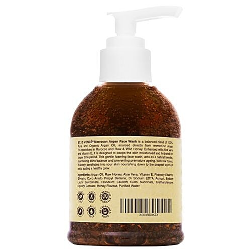 ST. Dvence Face Wash - Moroccan Argan Oil, Raw Honey, Aloe Vera, Vitamin E, Moisturise, Hydrate & Glow, Parabens Free, No Harmful Chemicals, 150 ml  Parabens Free, No Harmful Chemicals