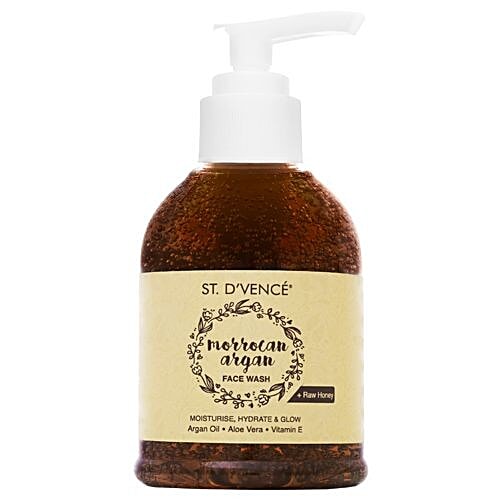 ST. Dvence Face Wash - Moroccan Argan Oil, Raw Honey, Aloe Vera, Vitamin E, Moisturise, Hydrate & Glow, Parabens Free, No Harmful Chemicals, 150 ml  Parabens Free, No Harmful Chemicals