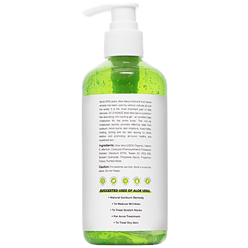 ST. Dvence Aloe Vera Gel - Vitamin E, All Skin Types, To Reduce Wrinkles, Parabens Free, Sulphate Free, 300 ml  Parabens Free, Sulphate Free