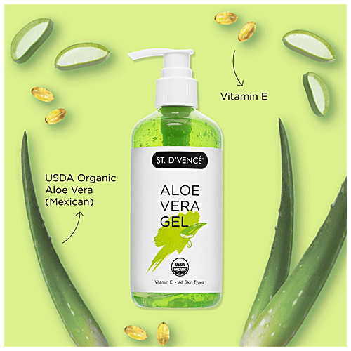 ST. Dvence Aloe Vera Gel - Vitamin E, All Skin Types, To Reduce Wrinkles, Parabens Free, Sulphate Free, 300 ml  Parabens Free, Sulphate Free