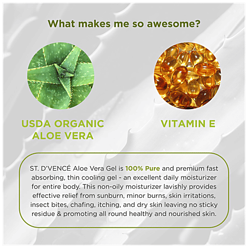 ST. Dvence Aloe Vera Gel - Vitamin E, All Skin Types, To Reduce Wrinkles, Parabens Free, Sulphate Free, 300 ml  Parabens Free, Sulphate Free
