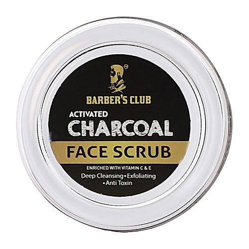 Barber's Club Activated Charcoal Face Scrub - 100% Natural, Paraben & Sulphate Free, 130 g  