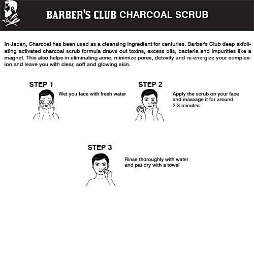 Barber's Club Activated Charcoal Face Scrub - 100% Natural, Paraben & Sulphate Free, 130 g  