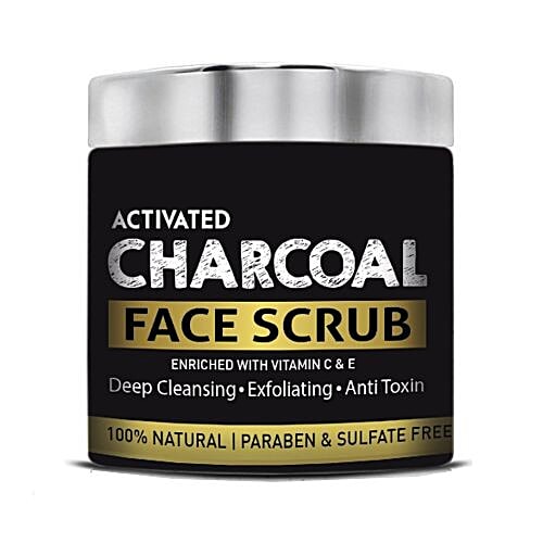 Barber's Club Activated Charcoal Face Scrub - 100% Natural, Paraben & Sulphate Free, 130 g  