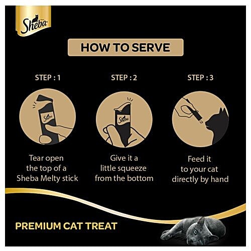 Sheba Melty Premium Cat Snack - Adult, Chicken & Chicken-Whitefish Flavour, 48 g Pack of 6 Hand Feed