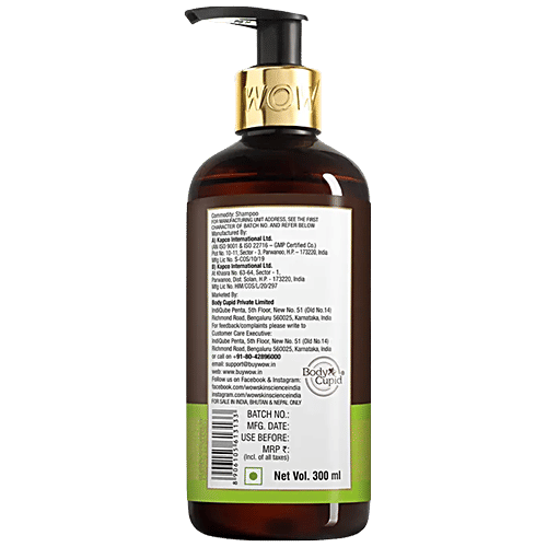 Wow Skin Science Apple Cider Vinegar Shampoo - Gentle & Natural, Restores Shine, Smoothness, No Parabens, pH Balances, 300 ml
