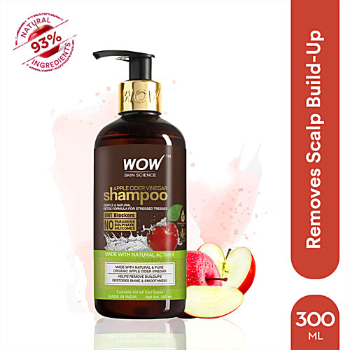 Wow Skin Science Apple Cider Vinegar Shampoo - Gentle & Natural, Restores Shine, Smoothness, No Parabens, pH Balances, 300 ml