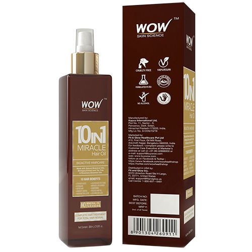 Buy Wow Skin Science 10 in 1 Miracle Hair Oil - Bioactive Haircare, For  Total Hair Revival, No Mineral Oil, No Parabens Online at Best Price of Rs  599 - bigbasket