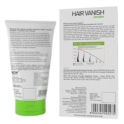 Buy Wow Skin Science Hair Vanish - Sensitive Online at Best Price of Rs 449  - bigbasket