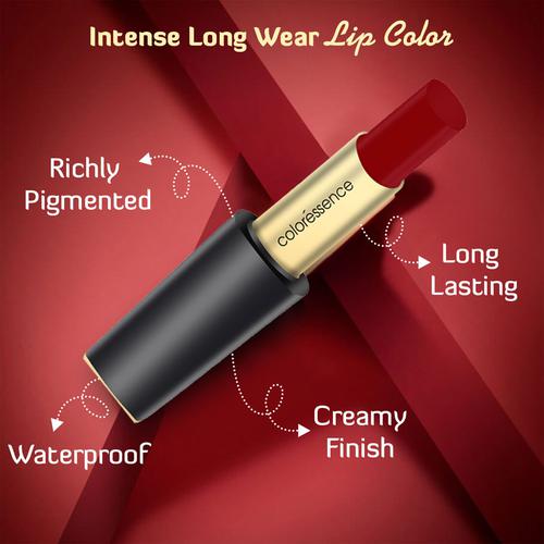 Coloressence Intense Long Wear Lipstick - Non Sticky, Long Lasting, Moisturising, Glossy, 3.3 g Sin 
