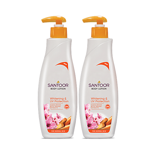 Santoor Perfumed Body Lotion for Skin Whitening & UV Protection, 250 ml (Pack of 2)