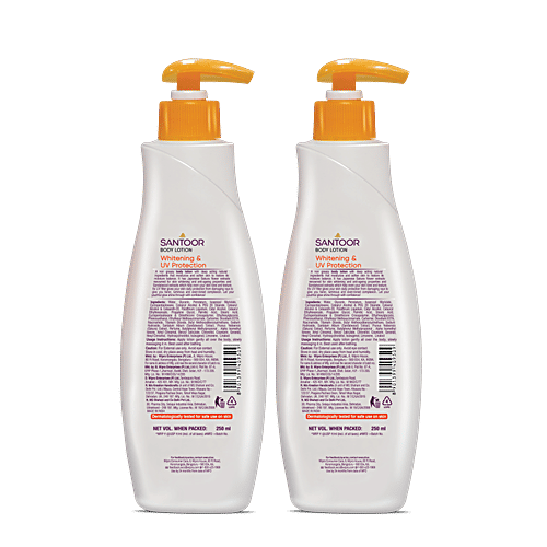 Santoor Perfumed Body Lotion for Skin Whitening & UV Protection, 250 ml (Pack of 2)