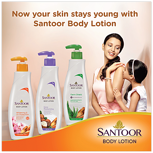 Santoor Perfumed Body Lotion for Skin Whitening & UV Protection, 250 ml (Pack of 2)