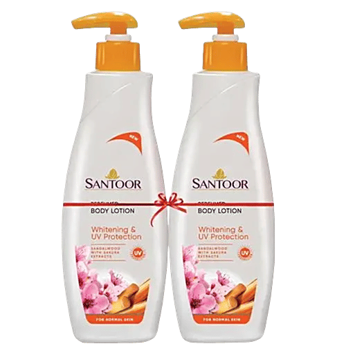 Santoor Perfumed Body Lotion for Skin Whitening & UV Protection, 250 ml (Pack of 2)