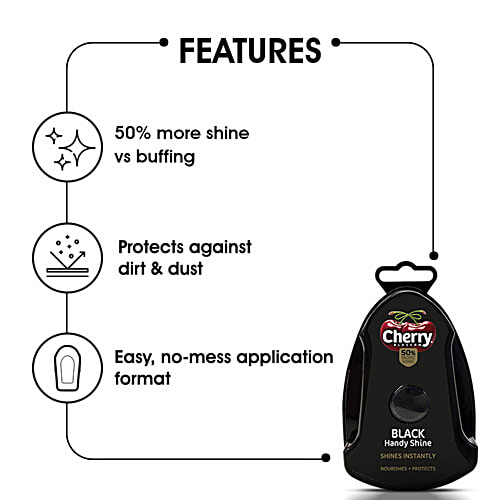 Cherry Blossom Black Handy Shine Shoe Shiner Sponge, 5 ml  Shines Instantly, Nourishes & Protects