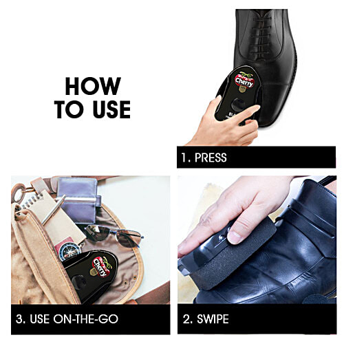 Cherry Blossom Black Handy Shine Shoe Shiner Sponge, 5 ml  Shines Instantly, Nourishes & Protects