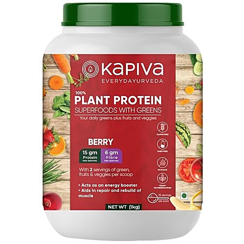 Buy Kapiva Ayurveda 100 Plant Protein Superfood With Greens Nutrition Powder, Berry Online at