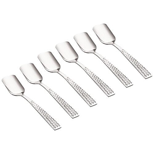 Neelam Stainless Steel Glitter Ice Cream Spoon, 6 pcs  