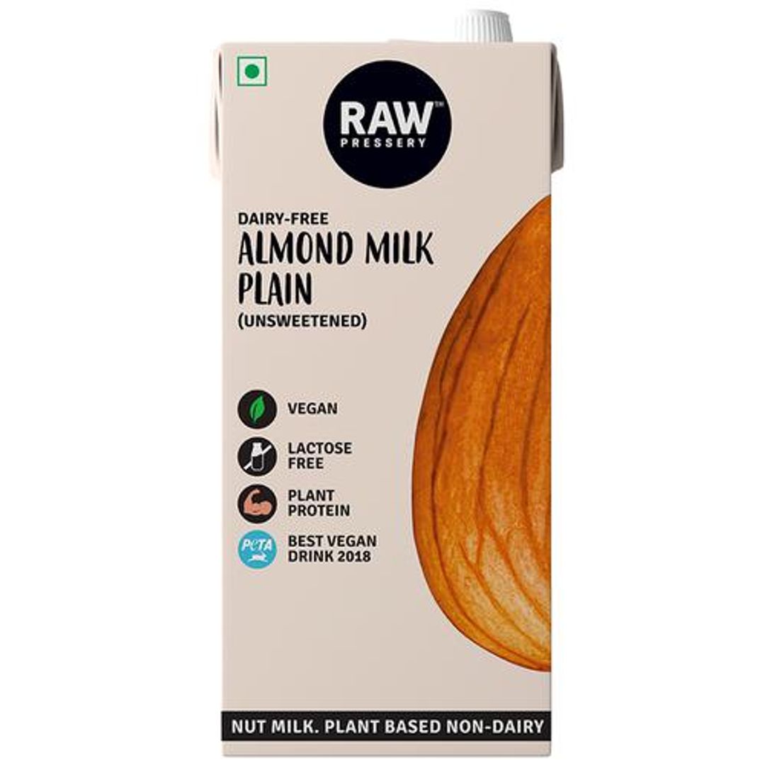 Raw Pressery Almond Milk - Plain, Unsweetened, Vegan, Plant Protein, 1 L 