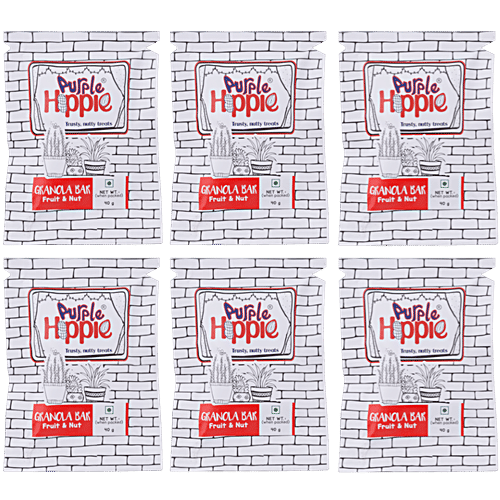Purple Hippie Fruit & Nut Bar, 6 pcs  Zero Trans Fat, Zero Cholesterol