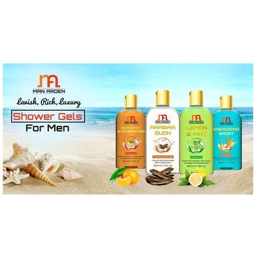 Man Arden Energizing Luxury Shower Gel - Spearmint Oil, 300 ml  Paraben Free, Soap Free