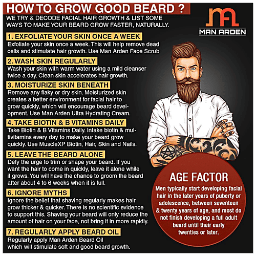 Man Arden 7X Beard Oil - Lavender, 7 Premium Oils Supports Beard Growth & Nourishment, 30 ml Sulfate & Paraben Free