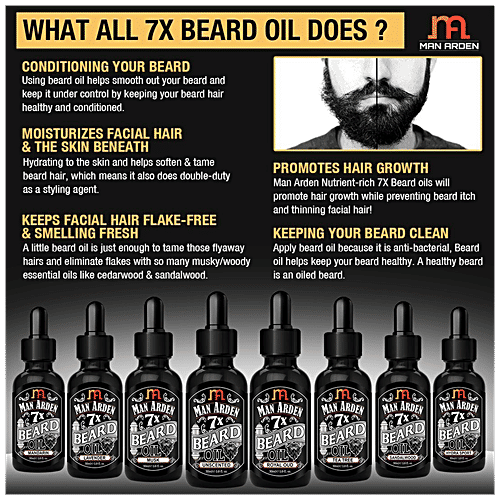 Man Arden 7X Beard Oil - Lavender, 7 Premium Oils Supports Beard Growth & Nourishment, 30 ml Sulfate & Paraben Free