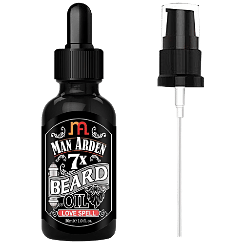 Man Arden 7X Beard Oil - Love Spell, 7 Premium Oils Blend Supports Beard Growth & Nourishment, 30 ml  Sulfate & Paraben Free
