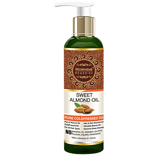 Morpheme Remedies Sweet Almond Oil - Pure Coldpressed Oil, 120 ml  No Mineral Oil, Paraben, Sulfate