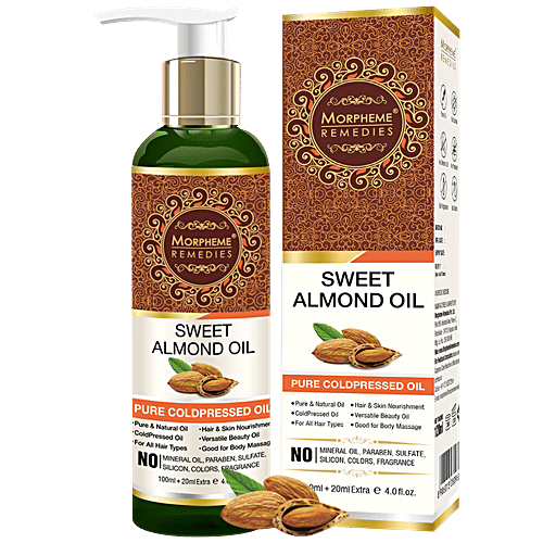 Morpheme Remedies Sweet Almond Oil - Pure Coldpressed Oil, 120 ml  No Mineral Oil, Paraben, Sulfate