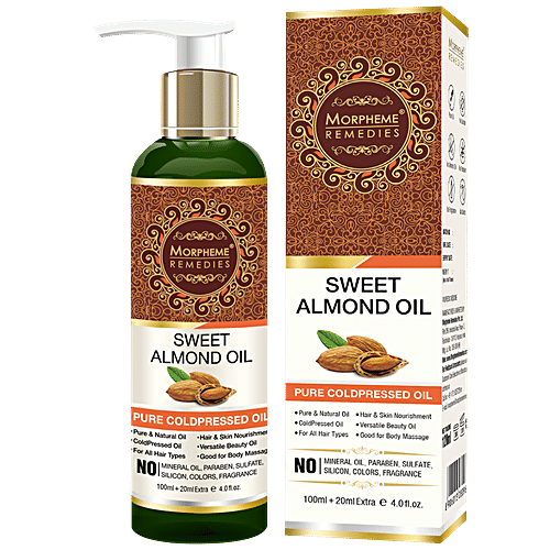 Morpheme Remedies Sweet Almond Oil - Pure Coldpressed Oil, 120 ml  No Mineral Oil, Paraben, Sulfate