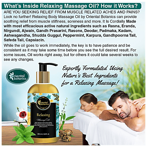 Oriental Botanics Relaxing Body Massage Oil For Pain Relief, 200 ml  