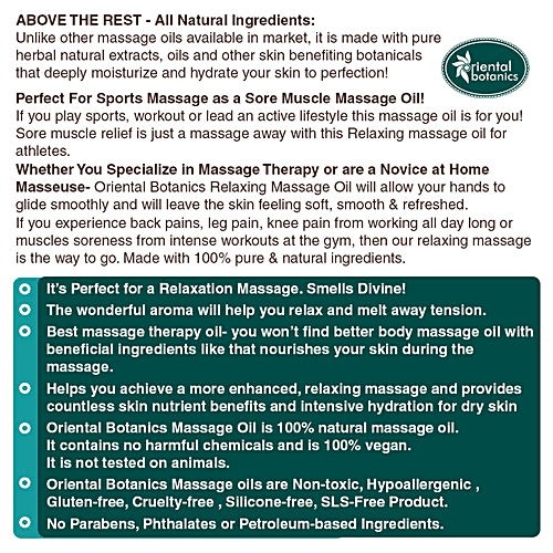 Oriental Botanics Relaxing Body Massage Oil For Pain Relief, 200 ml  