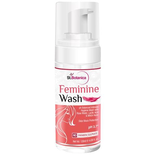 StBotanica Feminine Intimate Hygiene Wash - With Rose Water, Tea Tree & Witch Hazel, 120 ml  