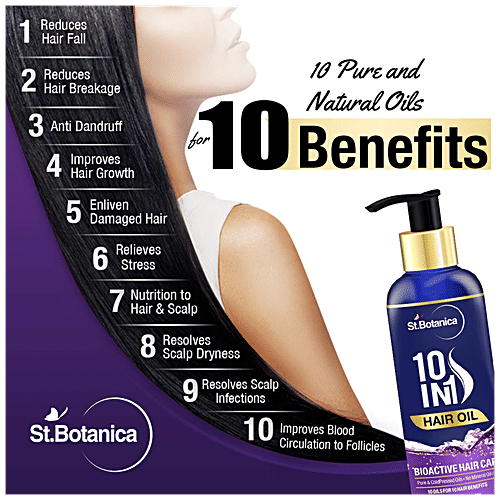 StBotanica 10-in-1 Hair Oil - Bioactive Haircare, Repair, Restore & Revitalize Dry or Damaged Hair, No Mineral Oil/SLS, 200 ml  No Mineral Oil/SLS