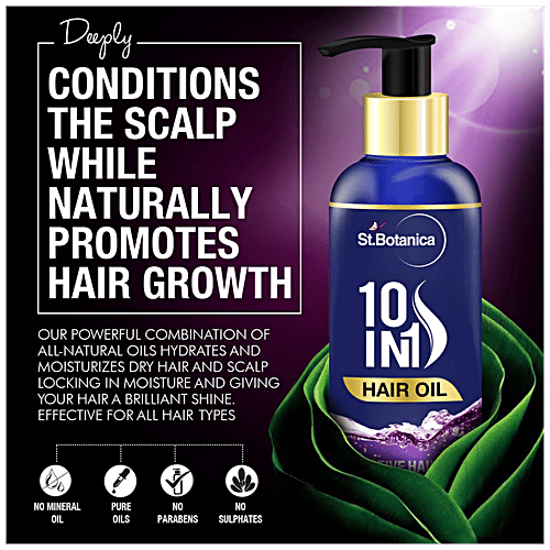StBotanica 10-in-1 Hair Oil - Bioactive Haircare, Repair, Restore & Revitalize Dry or Damaged Hair, No Mineral Oil/SLS, 200 ml  No Mineral Oil/SLS