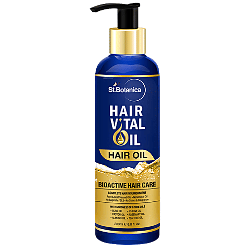StBotanica Hair Vital Oil - Bioactive Hair Care, Complete Hair Nourishment, No Mineral Oil, No Sulphates, 200 ml  No Mineral Oil, No Sulphates