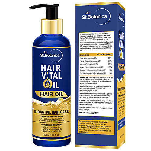 StBotanica Hair Vital Oil - Bioactive Hair Care, Complete Hair Nourishment, No Mineral Oil, No Sulphates, 200 ml  No Mineral Oil, No Sulphates