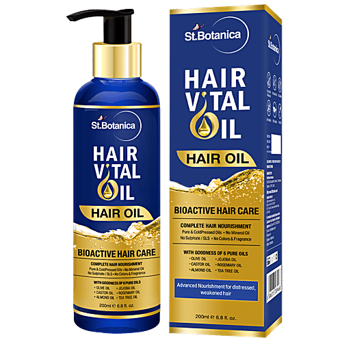 StBotanica Hair Vital Oil - Bioactive Hair Care, Complete Hair Nourishment, No Mineral Oil, No Sulphates, 200 ml  No Mineral Oil, No Sulphates