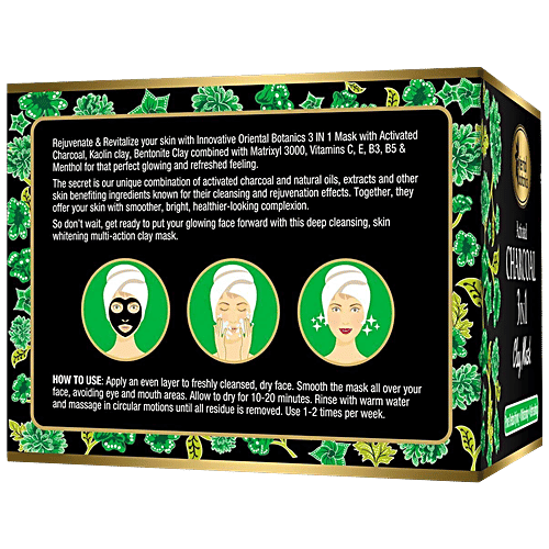 Oriental Botanics Activated Charcoal 3-In-1 Clay Mask With Vitamin C, Menthol and Charcoal, 100 g