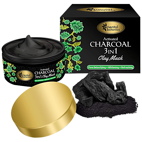 Oriental Botanics Activated Charcoal 3-In-1 Clay Mask With Vitamin C, Menthol and Charcoal, 100 g