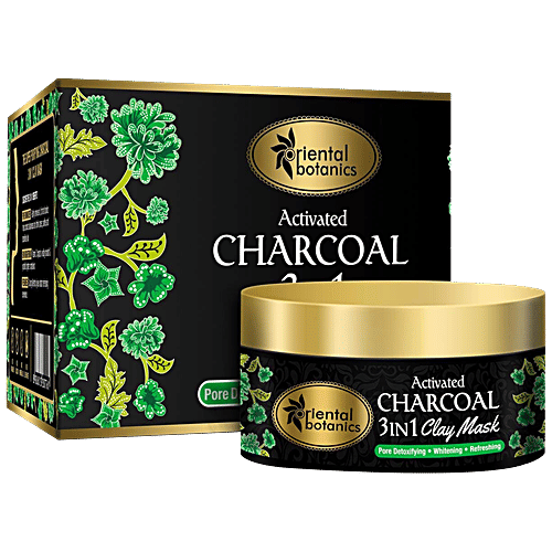 Oriental Botanics Activated Charcoal 3-In-1 Clay Mask With Vitamin C, Menthol and Charcoal, 100 g