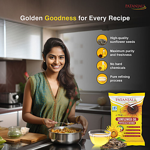 Patanjali Sunflower Oil, 770 g  Physically Refined, Fortified With Vitamin A & D