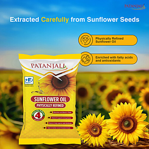 Patanjali Sunflower Oil, 770 g  Physically Refined, Fortified With Vitamin A & D